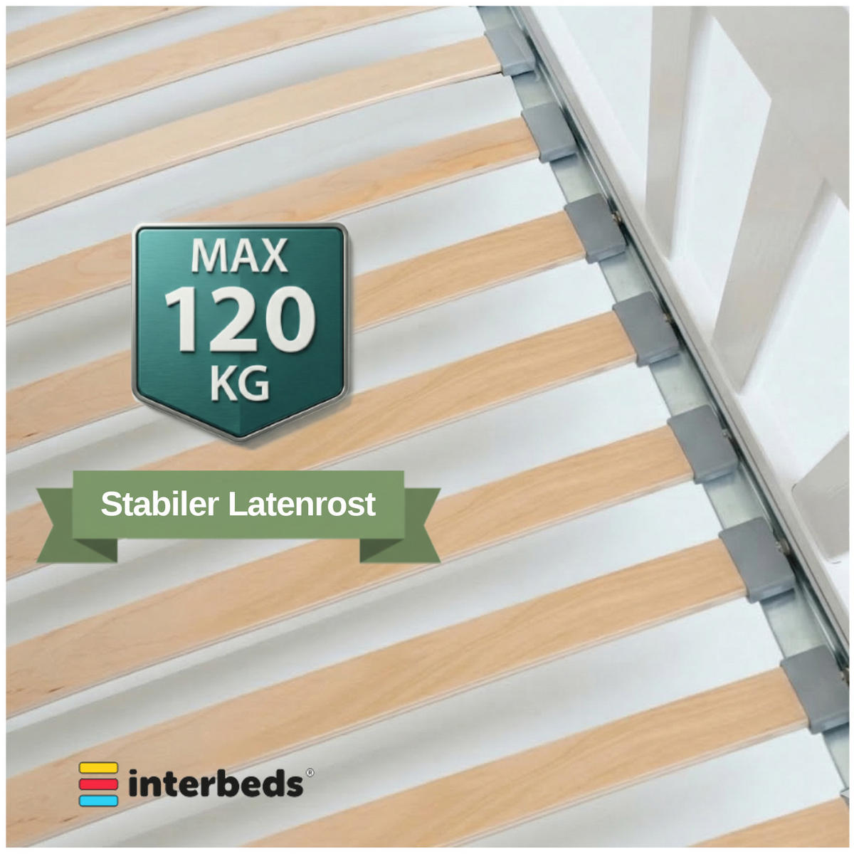 INTERBEDS Bodenbett Bella 120x200 mit Rausfallschutz & Lattenrost Kinderbett aus Holz - Weiß, Holz (120/200cm) - Interbeds