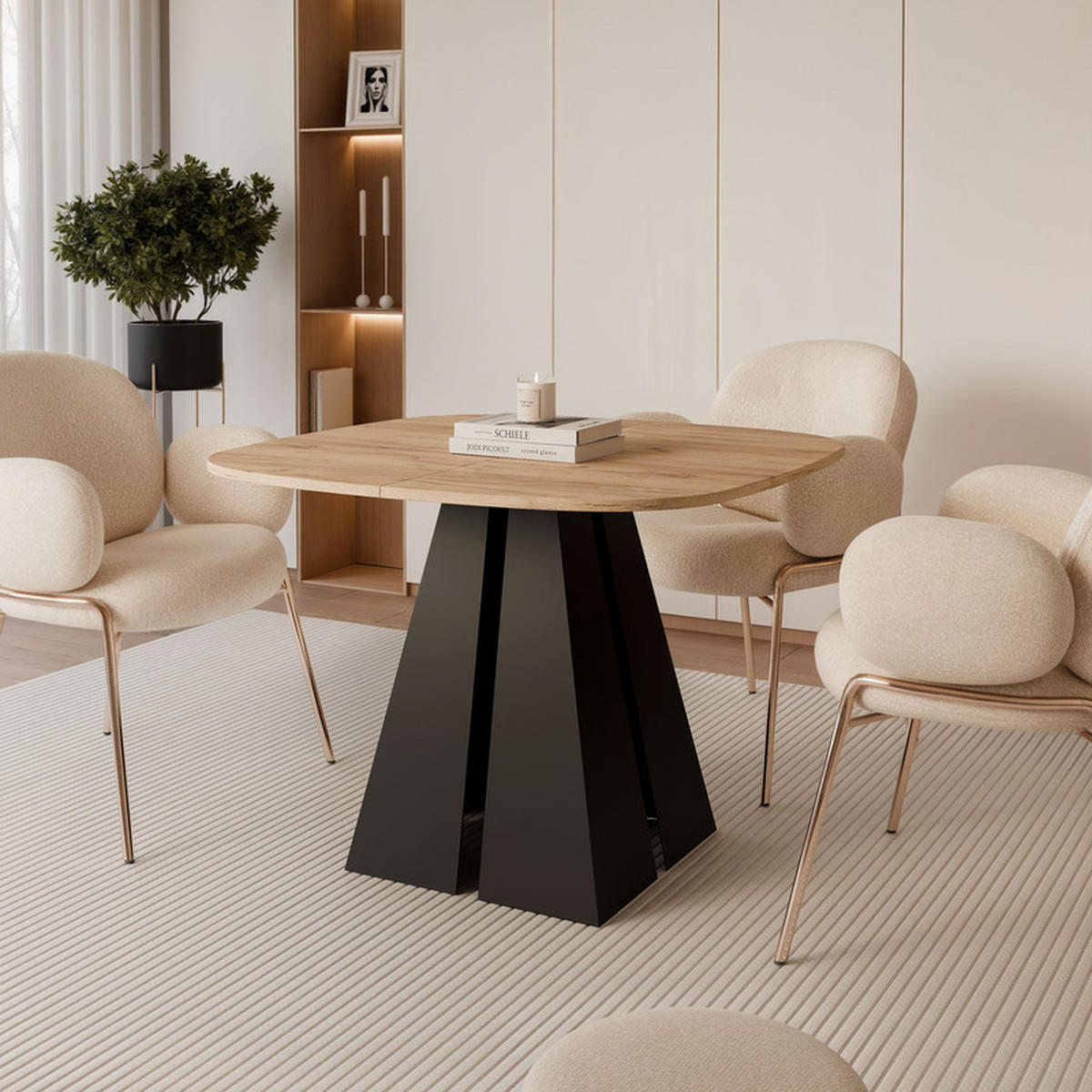 AUSZIEHTISCH ZELO 120/60/76 cm, Schwarze Eiche / Kraft-Eiche - Eiche Wotan, Holzwerkstoff/Metall (60/120/76cm) - Idohome