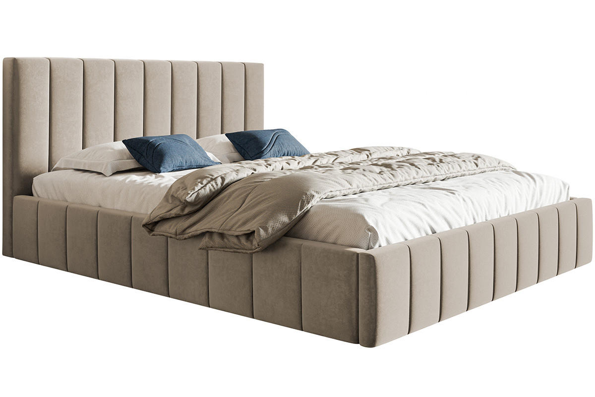 BETT Beige OLDO 10 Gepolstert Mit Bettkasten 120x200 cm - Beige, Textil (120/200cm) - Sepro Meble