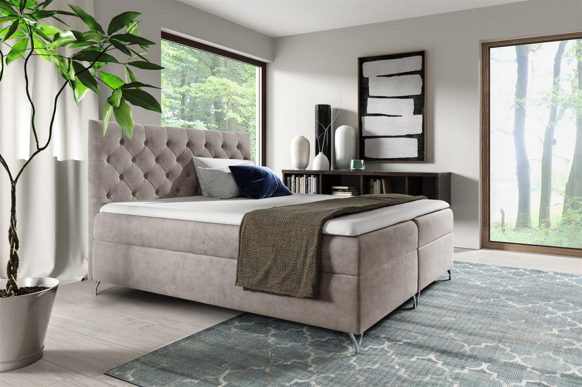 BOXBETT Ambre In Fresh - Beige, Holzwerkstoff/Textil (120/200cm) - Fun Möbel