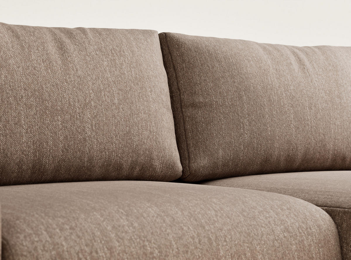 ECKSOFA MIT SCHLAFFUNKTION Numba Braun Webstoff - Schwarz/Braun, Holz/Holzwerkstoff (253/153cm) - Maison de Reve