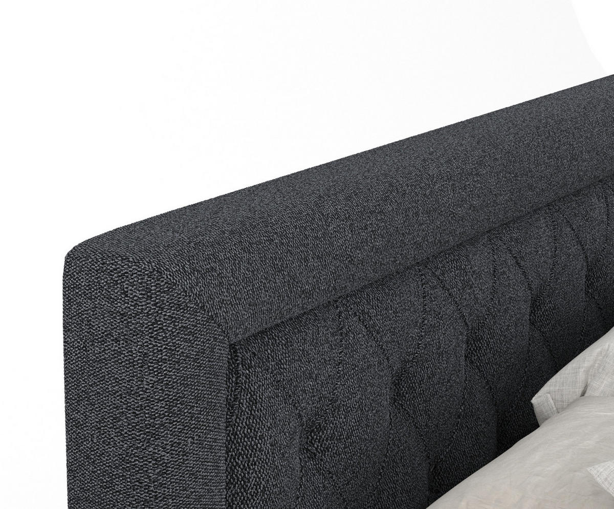 BOXSPRINGBETT Lavello Schwarz 160/200 cm mit Latex-Topper - Silberfarben/Schwarz, Holz/Holzwerkstoff (160/200cm) - Maison de Reve