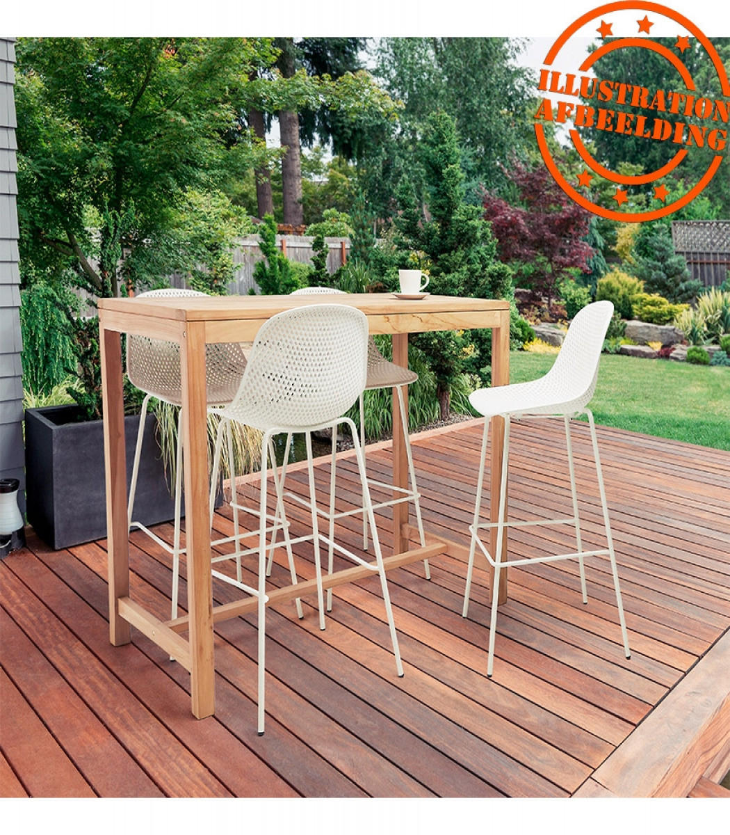 BARHOCKER Kunststoff perforiert mit Metallgestell LOKI, Weiß 49x48x106 cm - Weiß, Kunststoff/Metall (49/106/48cm) - KADIMA DESIGN