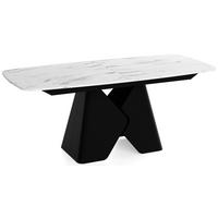 ESSTISCH Vanta rechteckig ausziehbar verlängerbar mit Schwarzem Metallgestell, Marmor Weiß 200-290/90/76 cm - Ecru/Schwarz, Holzwerkstoff/Metall (90/290/76cm) - WFL GROUP