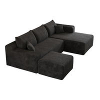 ECKSOFA 241 cm aus Stoff mit Cordbezug und ohne Montage Schwarz - Schwarz, Textil (151/241cm) - Modenvie