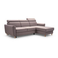 ECKSOFA SAPORE Beige Geflochtener Stoff mit Schlaffunktion - Beige, Holz (235/170cm) - MASSENO