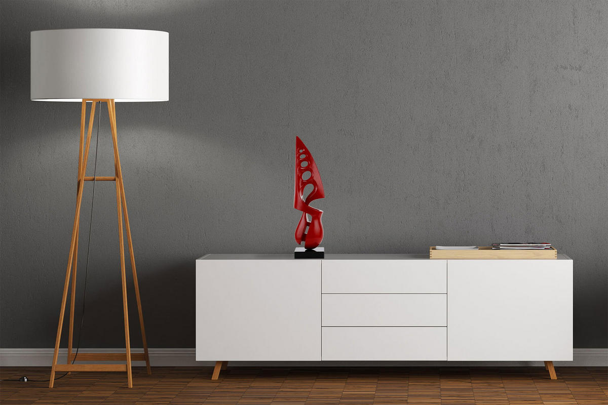 SKULPTUR Rot 15/56 cm - Rot, Stein (3/56/15cm) - KUNSTLOFT