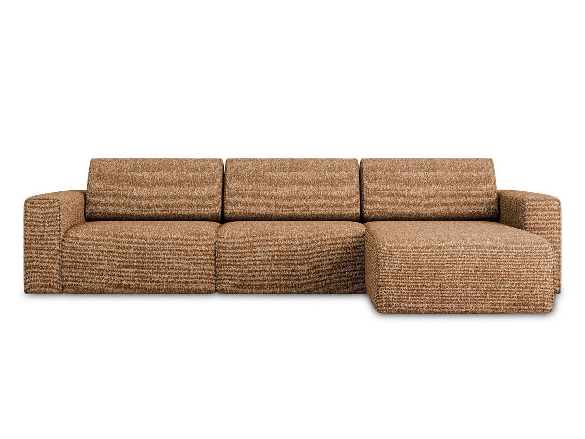 ECKSOFA rechts Strukturstoff Stoff Orange - Terra cotta/Schwarz, Kunststoff/Textil (314/167cm) - Makamii