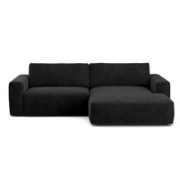 ECKSOFA mit Cord-Stoff - Anthrazit/Schwarz, Holz/Kunststoff (175/288cm) - Cotta
