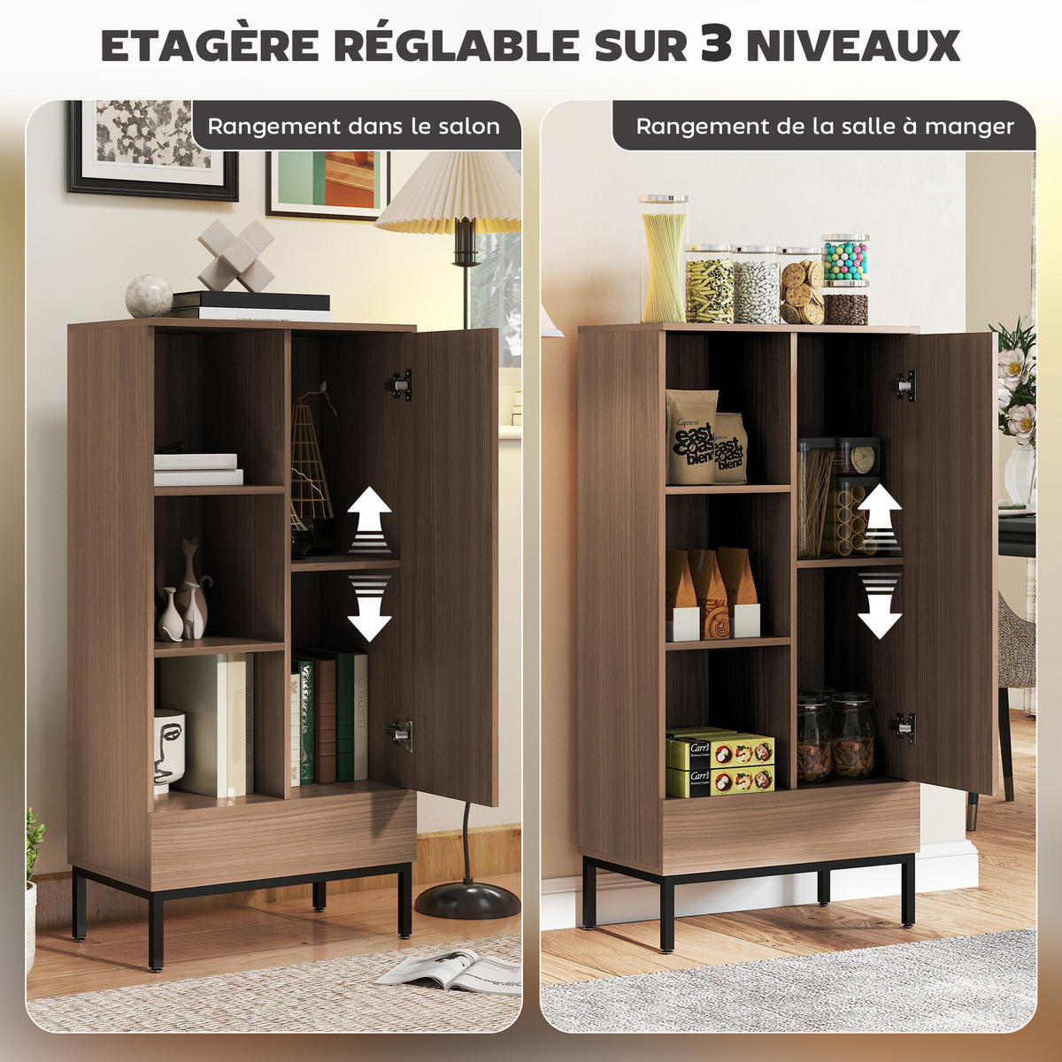 SIDEBOARD Grau, 60/34/121 cm - Grau, Holz (60/121/34cm) - PANGIVO