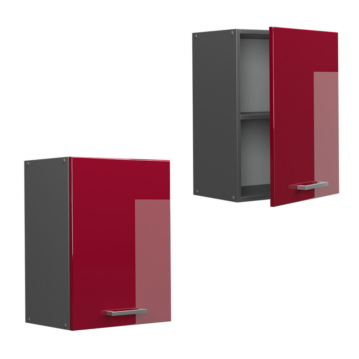 HÄNGESCHRANK R-Line Rot Hochglanz 45 cm - Bordeaux/Anthrazit, Holzwerkstoff (45/60/31cm) - Vicco