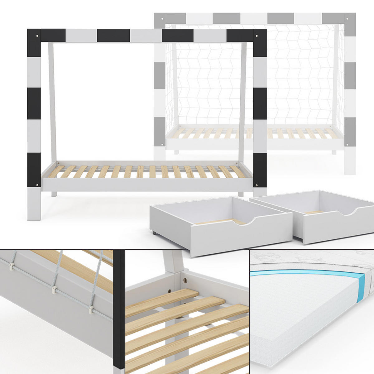 DĚTSKÁ POSTEL Fußballtor Bílá - bílá, dřevo - VitaliSpa