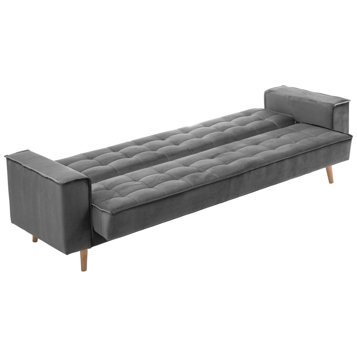 SOFA 3-Sitzer mit Bettfunktion Kavindra Samtvelours anthrazit - Anthrazit, Kunststoff (78/84/240cm) - 58aufmkessel