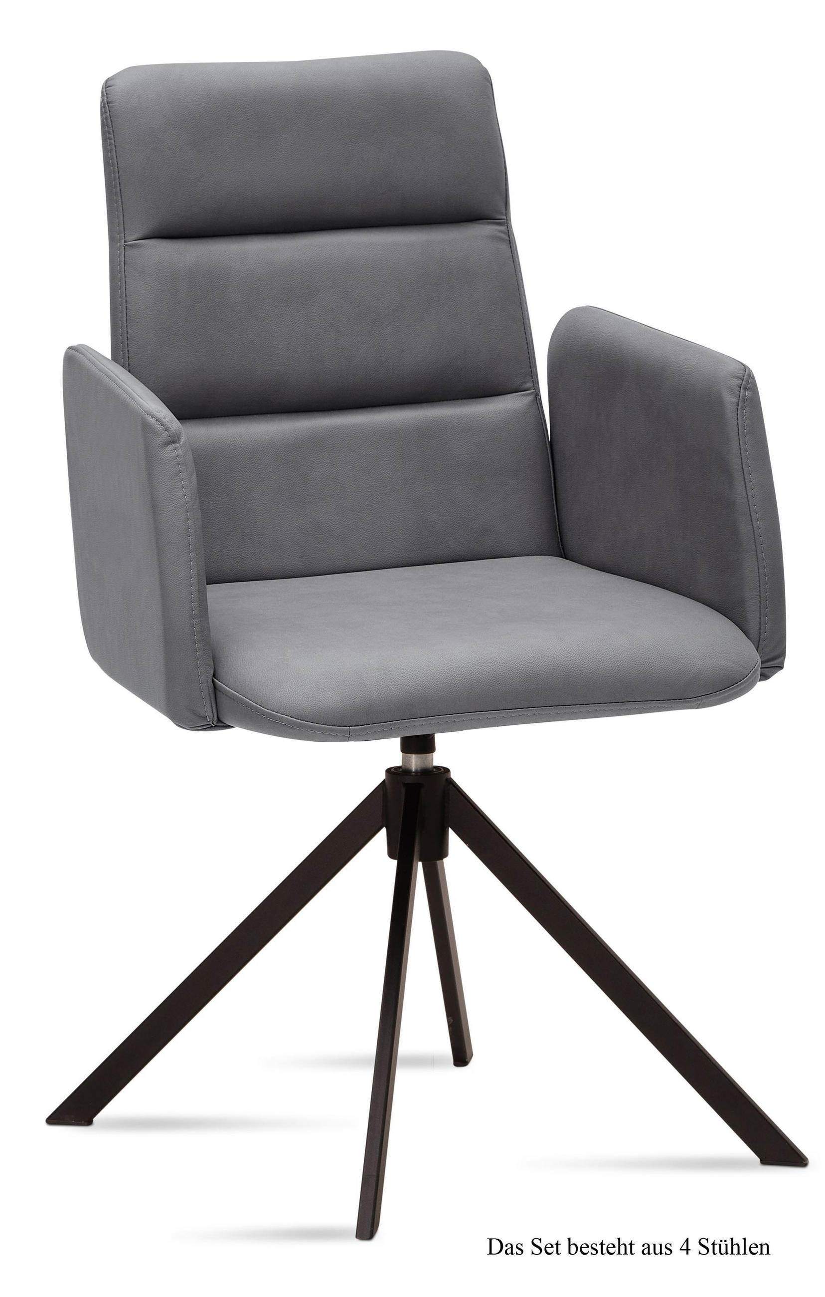 ARMLEHNSTUHL drehbar (4er-Set) Deidre 52x92x60 Schwarz/Grau - Schwarz/Grau, Kunststoff (60/92/52cm) - 58aufmkessel