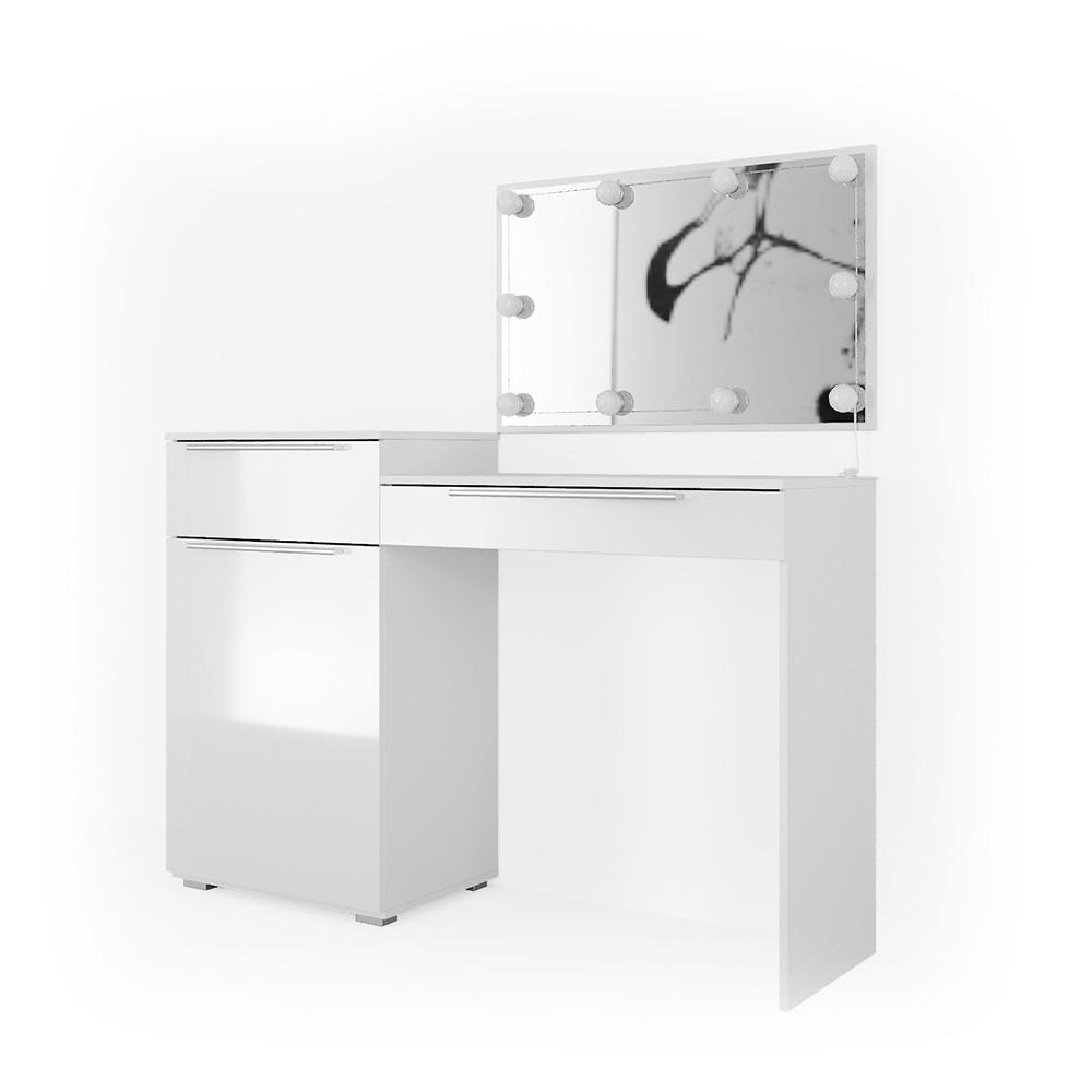 SCHMINKTISCH Lilli Weiß 135 cm mit LED Beleuchtung - Weiß, Holzwerkstoff (135/90/39cm) - Vicco