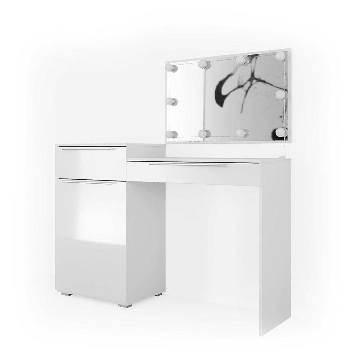 SCHMINKTISCH Lilli Weiß 135 cm mit LED Beleuchtung - Weiß, Holzwerkstoff (135/90/39cm) - Vicco