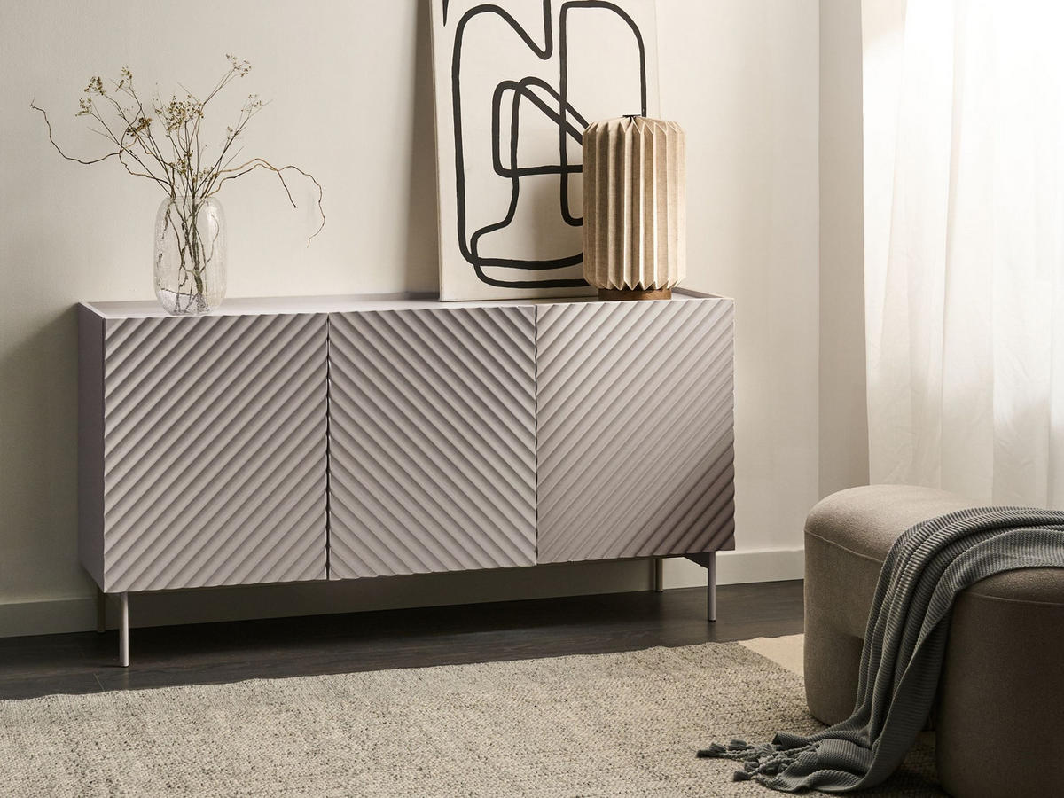 SIDEBOARD se 3 dveřmi Světle béžový Yaraka - béžová, kompozitní dřevo (150/77/40cm) - Beliani