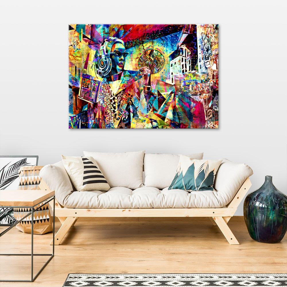 LEINWANDBILD Frau Abstraktion Buntes 100x70cm - Multicolor, Textil (100/70cm) - Feeby