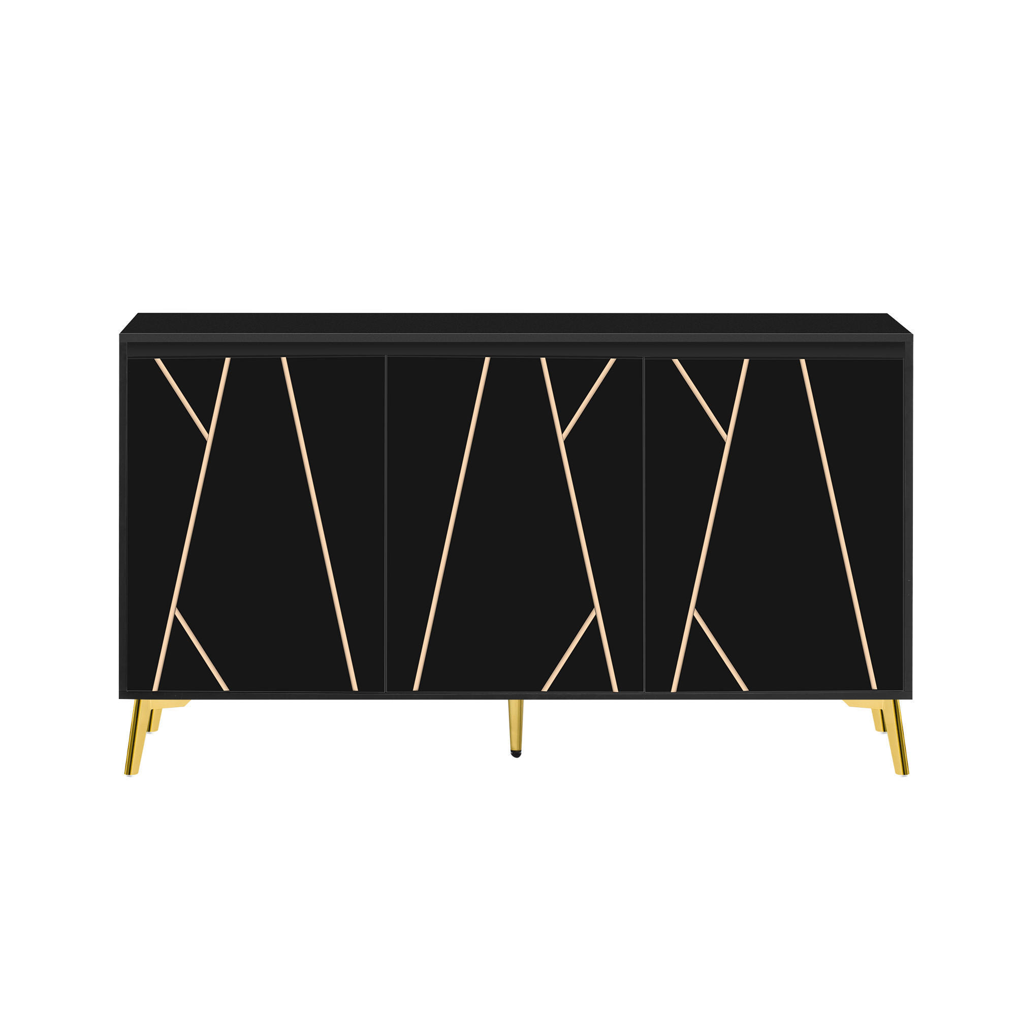 SIDEBOARD Schwarz Gold - Schwarz, Holzwerkstoff (140/80/40cm) - Urban Meuble