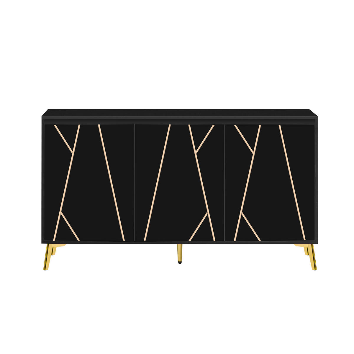 SIDEBOARD Schwarz Gold - Schwarz, Holzwerkstoff (140/80/40cm) - Urban Meuble