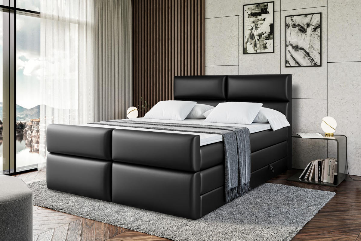 BOXSPRINGBETT BOXI3-Z KING - 120x200 - H3/H4 - Schwarz Hochglanz - Schwarz Hochglanz, Holzwerkstoff (120/200cm) - ALTDECOR