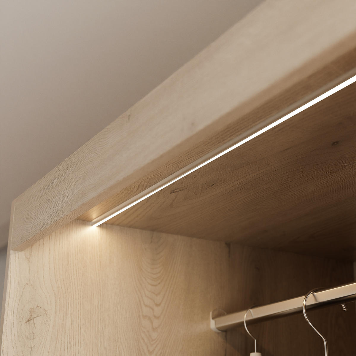 SCHIEBETÜRENSCHRANK SILENTE 140 cm mit Einlegeböden und Kleiderstange - Braun, Holzwerkstoff (140/205/60cm) - Idohome