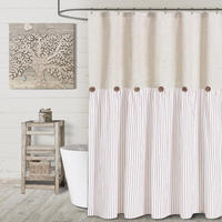 DUSCHVORHANG Rosa Leinen Polyester Farmhouse 183 x 183 cm für Badezimmer - Pink, Textil (183/183cm) - MCBOSON