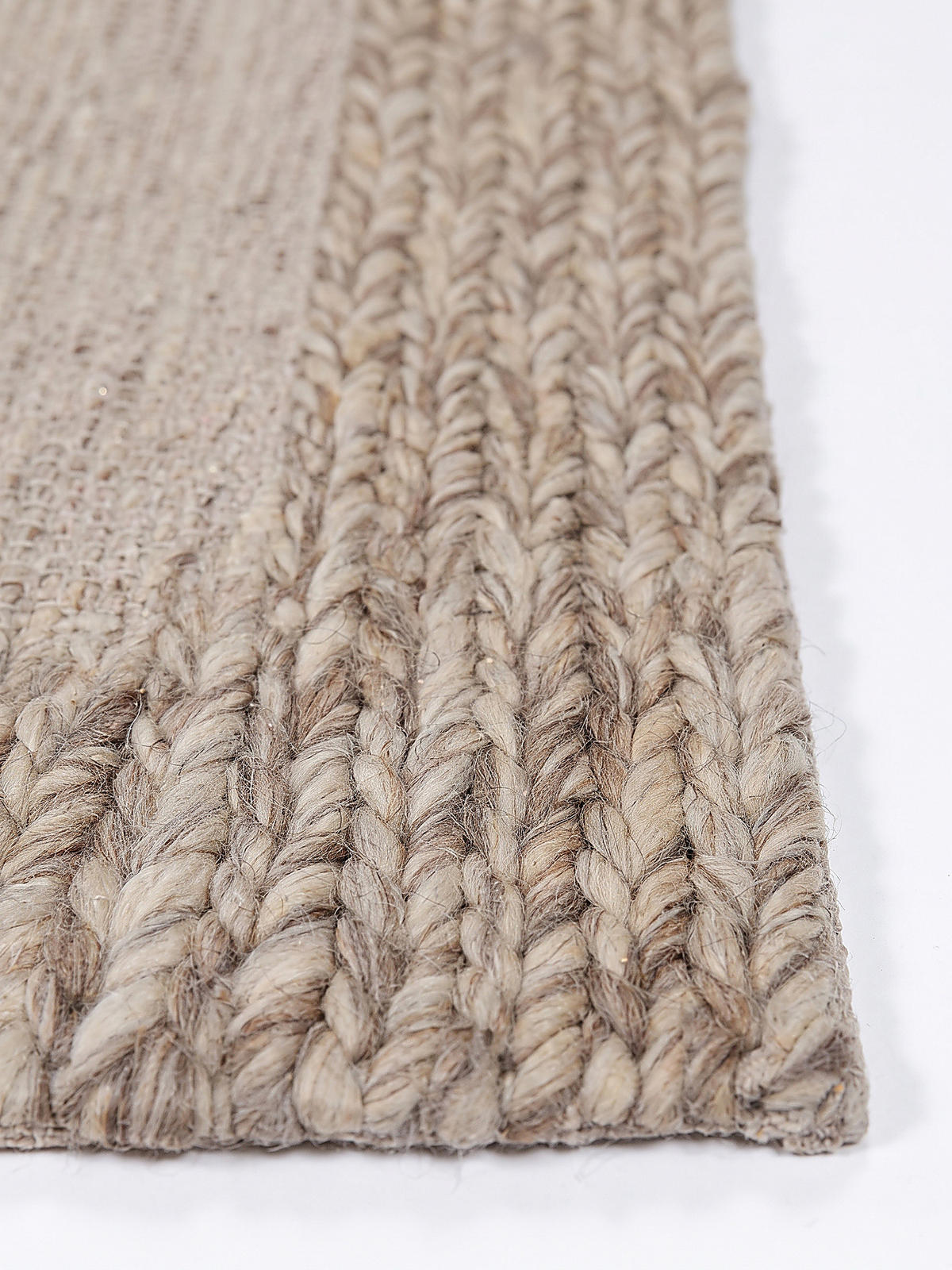 TEPPICH Flachgewebe, handgewebt, CALDER, in Beige-Braun, Zopfbordüre, 120 x 170 cm - Beige, Textil (120/170cm) - KADIMA DESIGN