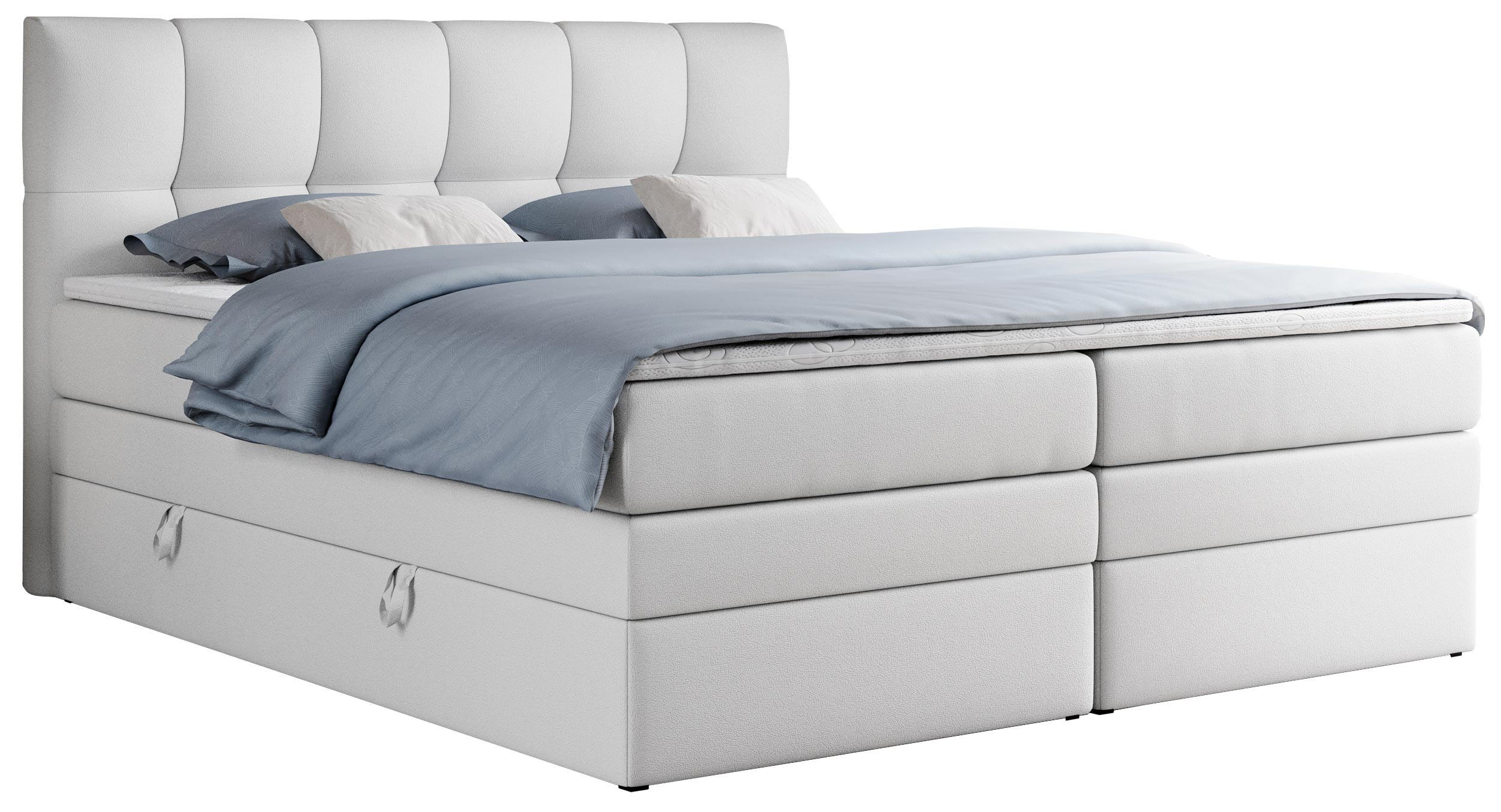 BOXSPRINGBETT ALVIN KING 120/200 Weiß Kunstleder - H3 - Weiß, Holz/Textil (120/200cm) - MKS