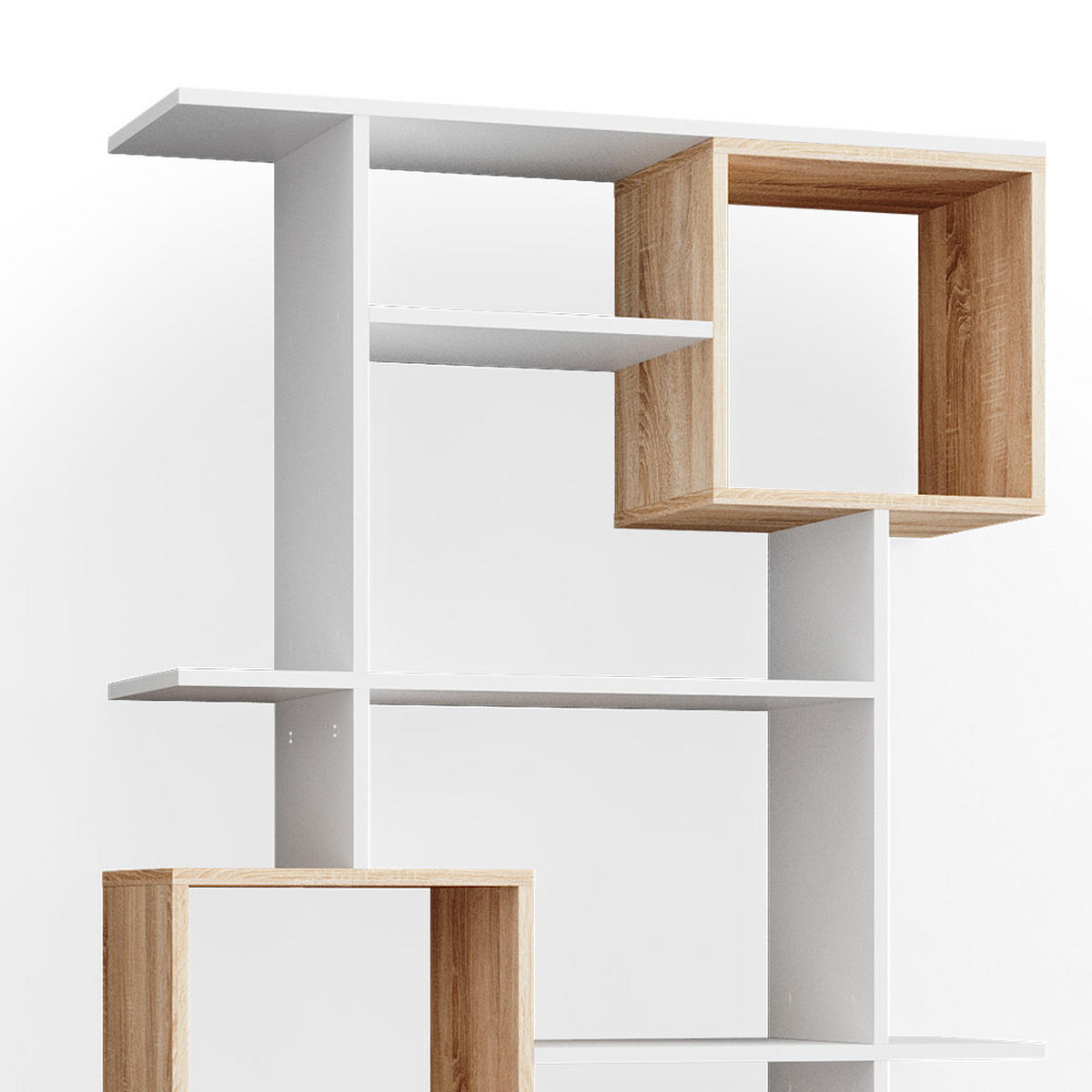 RAUMTEILER Cube Weiß/Sonoma 92 x 187.7 cm - Weiß/Sonoma Eiche, Holzwerkstoff (92/187.7/29cm) - Vicco