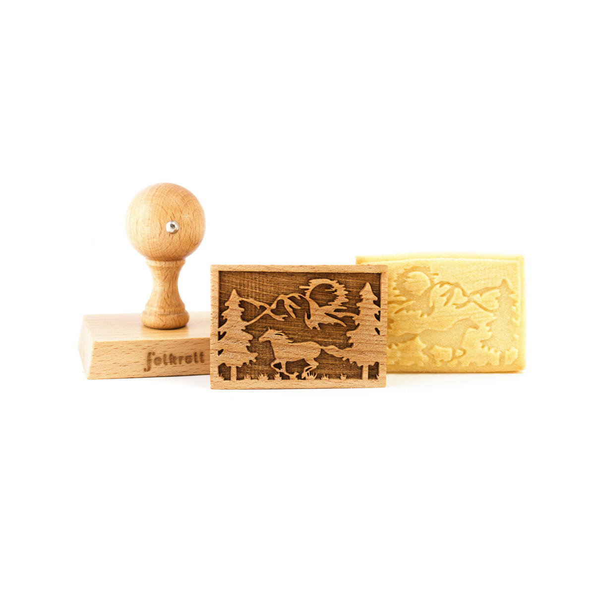 KEKSSTEMPEL Mustang, 70x50 mm, Buchenholz - Braun, Holz (7/7/5cm) - Folkroll