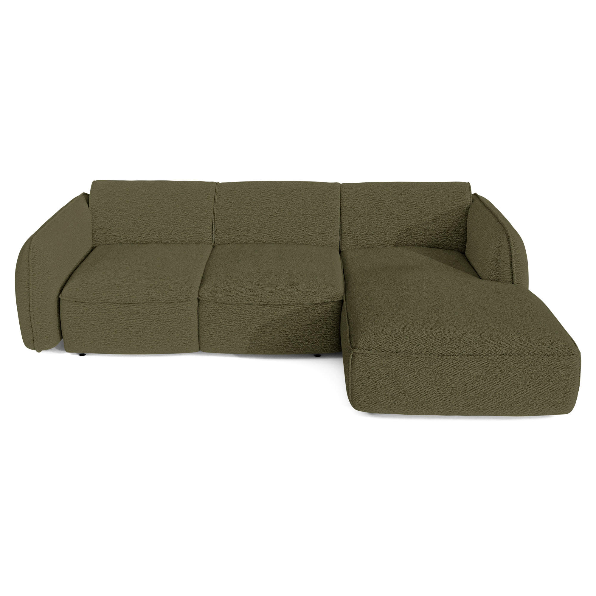 ECKSOFA RECHTS Bouclé-Stoff 274cm - Olivgrün, Textil (274/174cm) - Sia Home