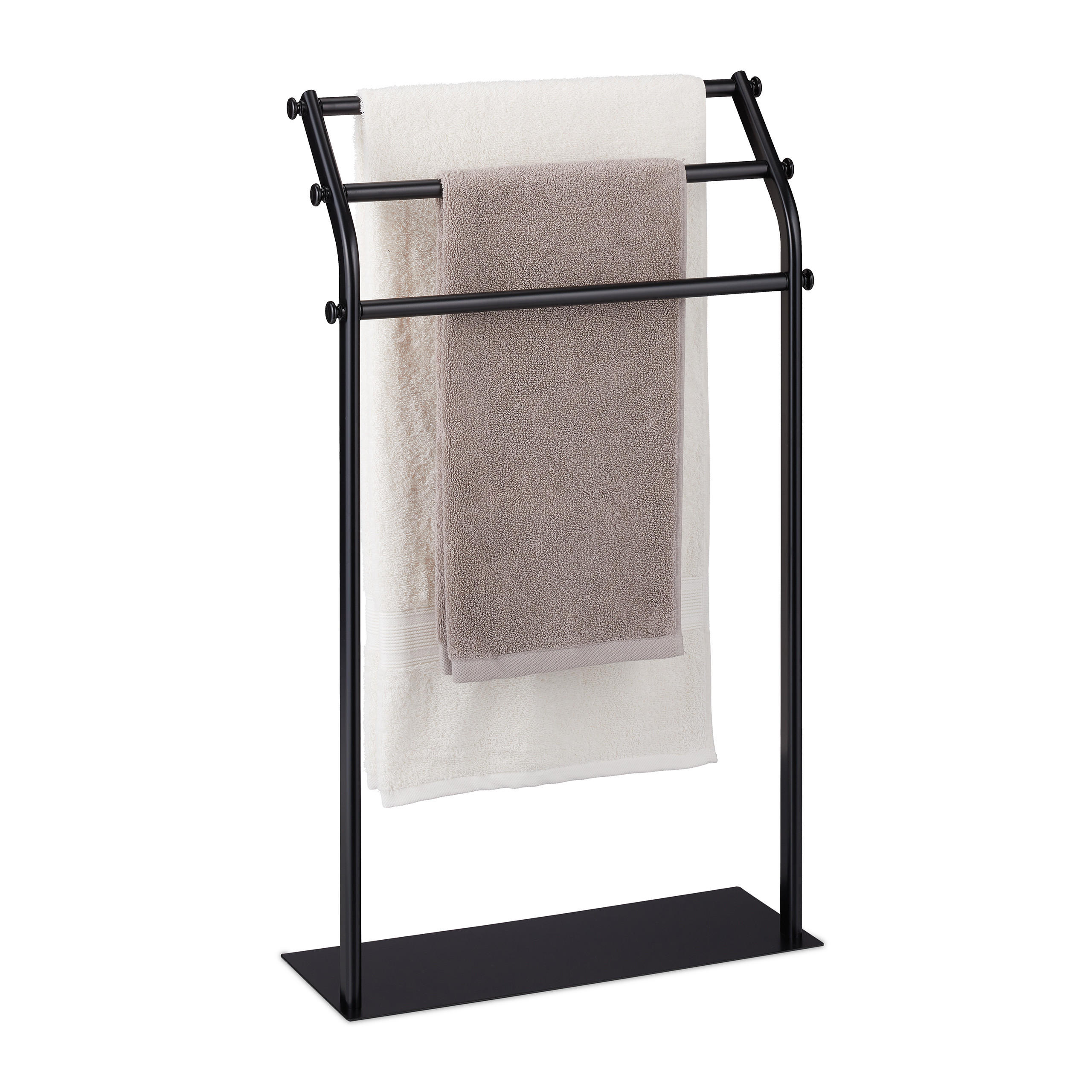 HANDDUKSSTÄLL Svart stål 3-armat 86/51/19 cm