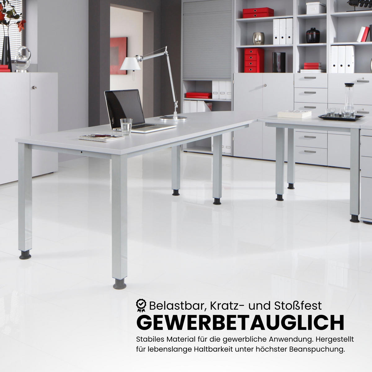 SCHREIBTISCH Serie-Q Gestell: Silber 80/160/74 cm in Nussbaumfarben - Nussbaumfarben, Holzwerkstoff (80/160/74cm) - bümö