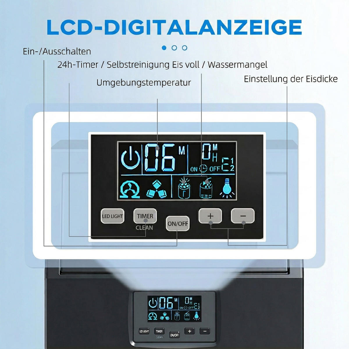 KOMMERZIELLE-EISWÜRFELMASCHINE Stahl ABS-Kunststoff Schwarz - Schwarz, Metall (33.9/60.2/34.5cm) - HOMCOM