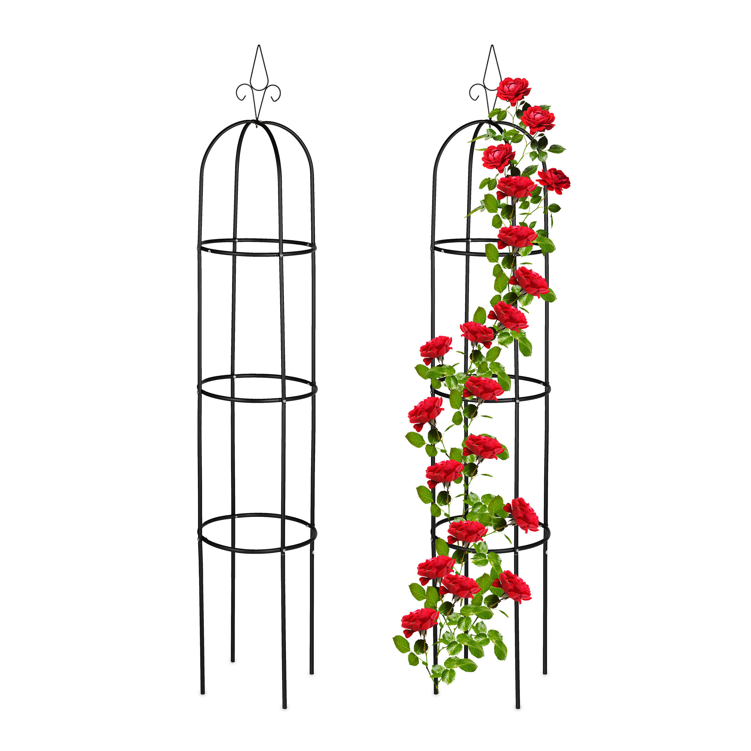 2XPODPĚRA pro šplhání - černá, kov (41/200/41cm) - Relaxdays