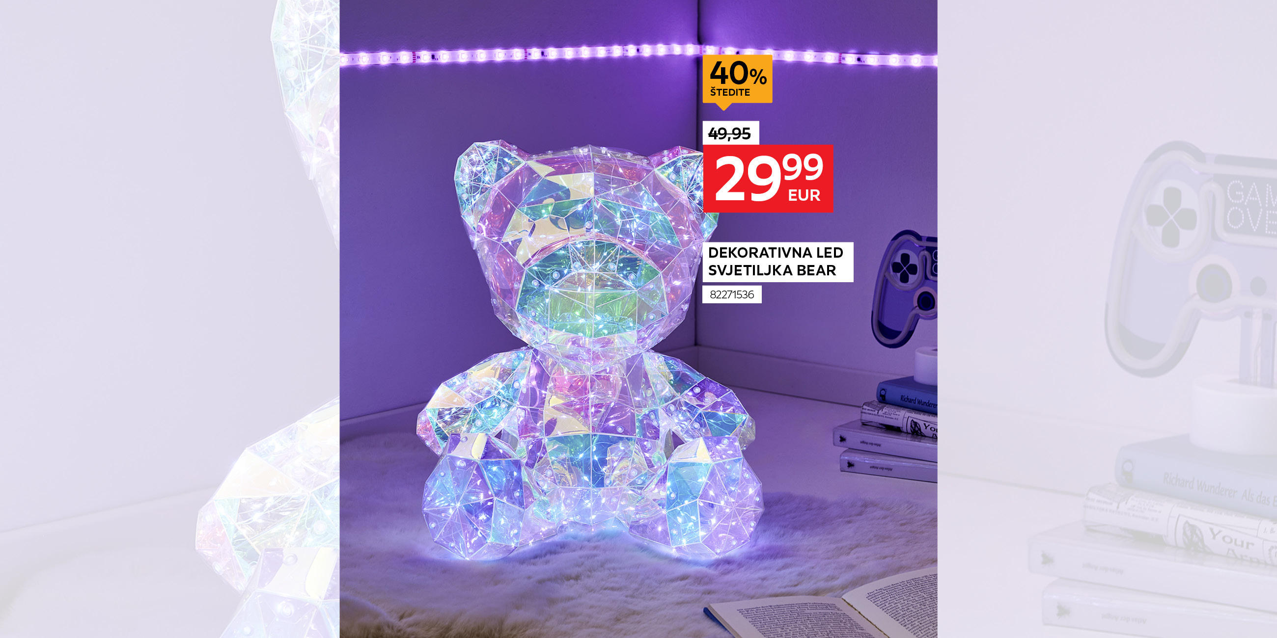 dekorativna led svjetiljka Bear 82271536 umjesto 49,95€ nova cijena 29,99€ štedite 40%