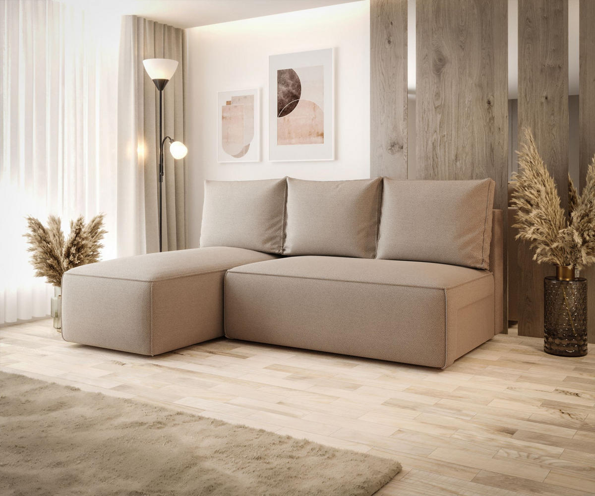 ECKSOFA mit Schlaffunktion SAVIO MINI Curio 15 Links - Beige, Textil (200/140cm) - Bedante
