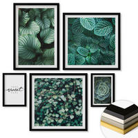 WANDBILDER 5er-Set - 50x50 cm & 20x30 cm & 40x60 cm Schwarzer Rahmen - Wellen, Sand, Wasser, Steine, Strand - Schwarz, Kunststoff (40/60cm) - ArtPrintCave