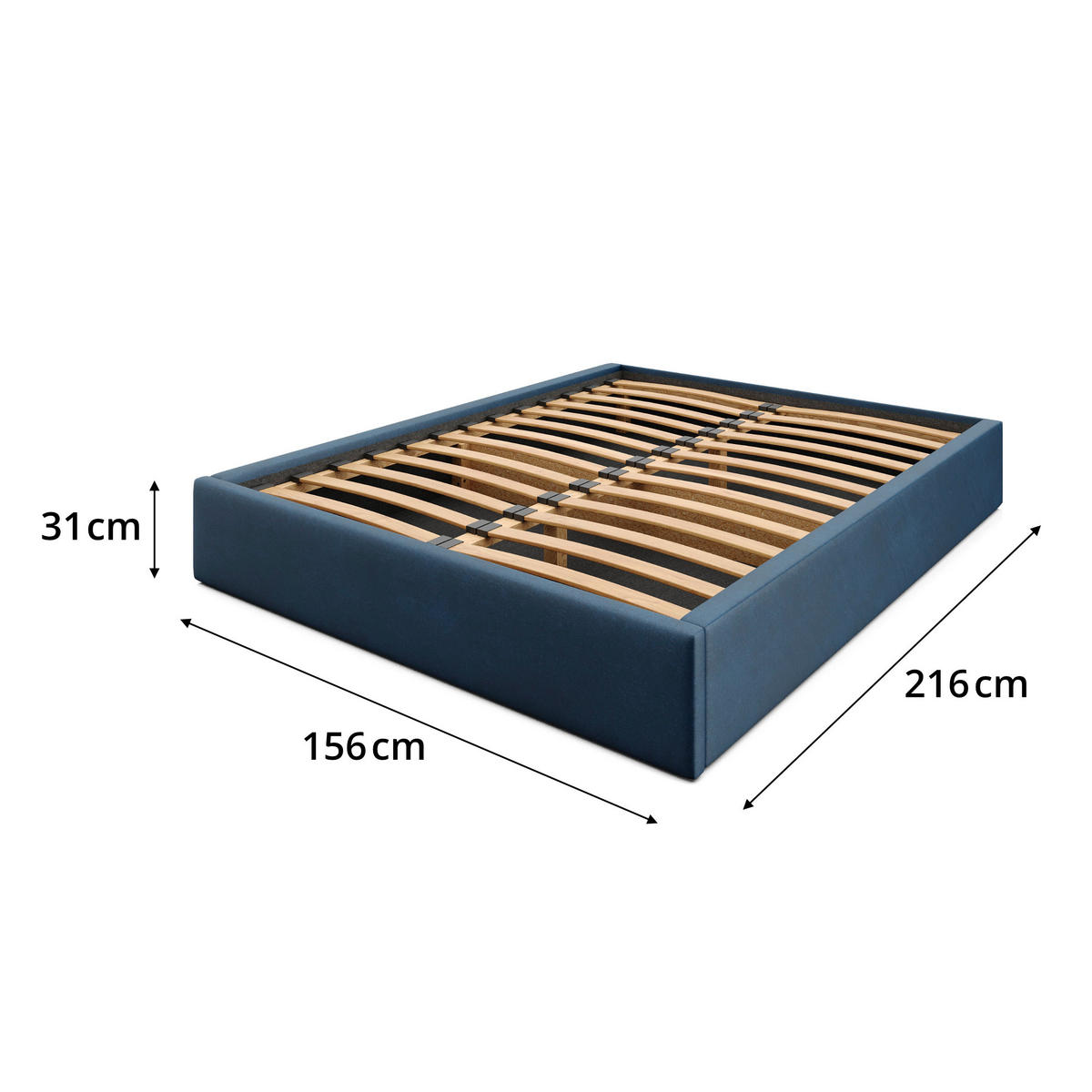 POLSTERBETT 140x200cm Bett mit Stauraum Lattenrost Dunkelblau - Dunkelblau, Holz/Holzwerkstoff (140/200cm) - Muralo