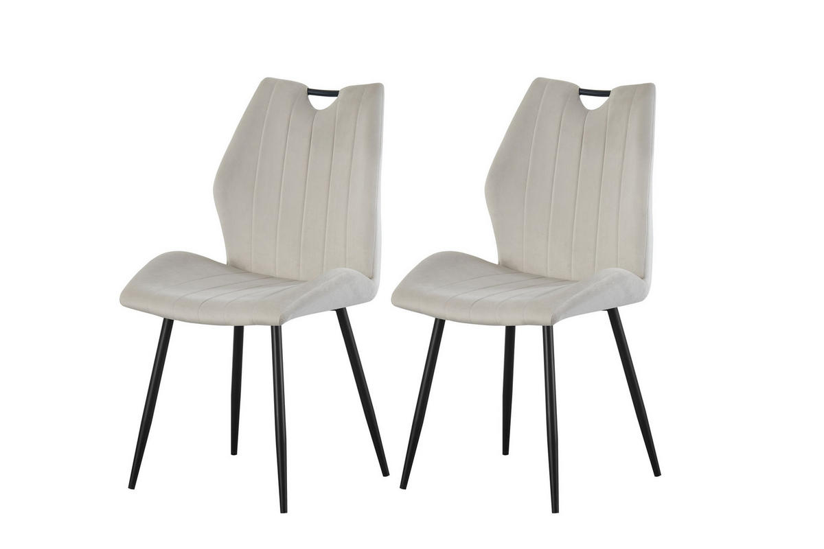 STUHL 2er Set Sevilla Stühle in Creme - gemütliches Design - B/H/T: 52x75x58 cm - Creme, Textil (58/75/52cm)