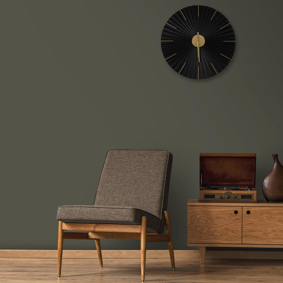 WANDUHR Origami - Goldfarben/Schwarz, Metall (59/1/59cm) - Art for the Home