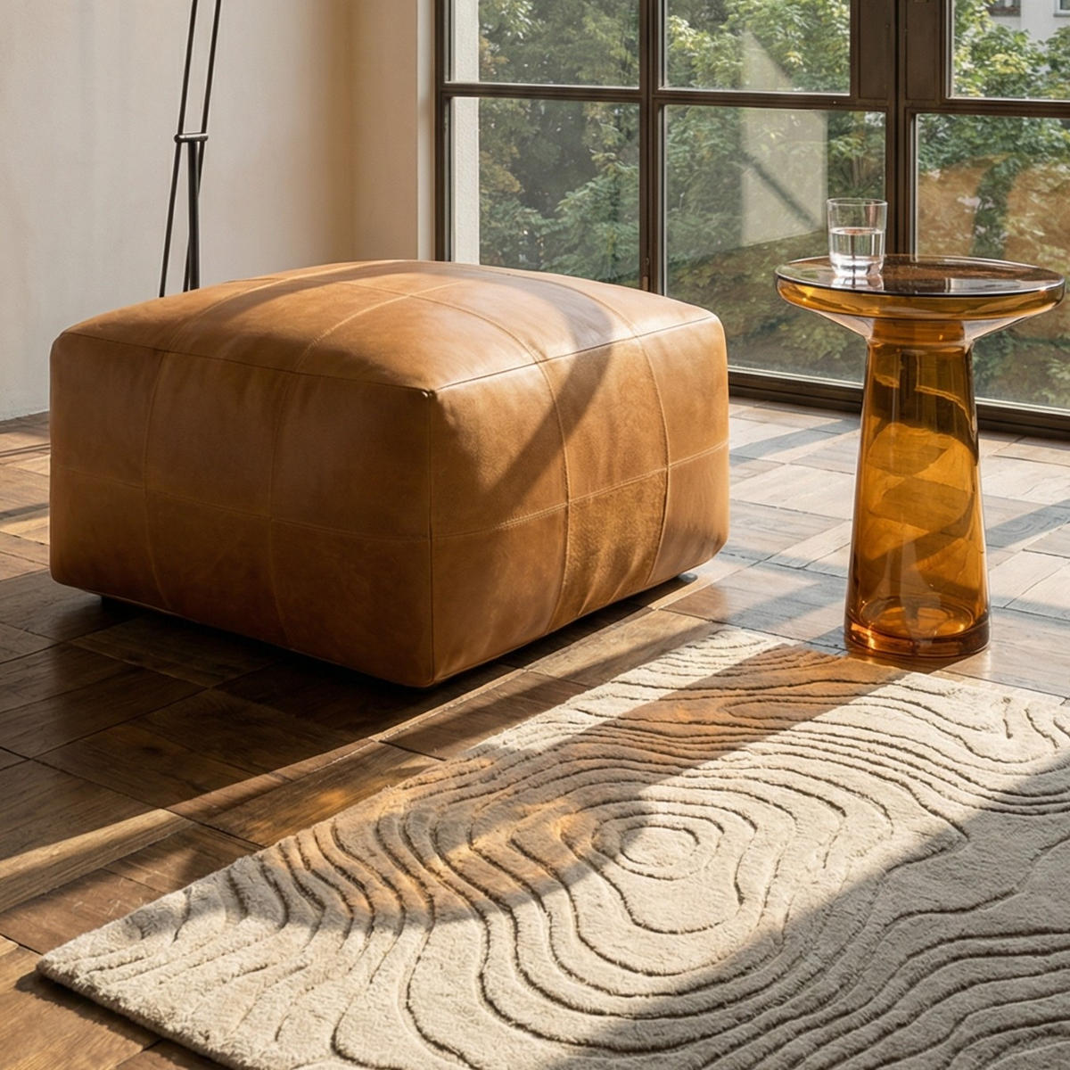 POUF 60/60/45 cm Echtleder Cognacbraun - Braun, Leder (60/45/60cm) - Furnhouse