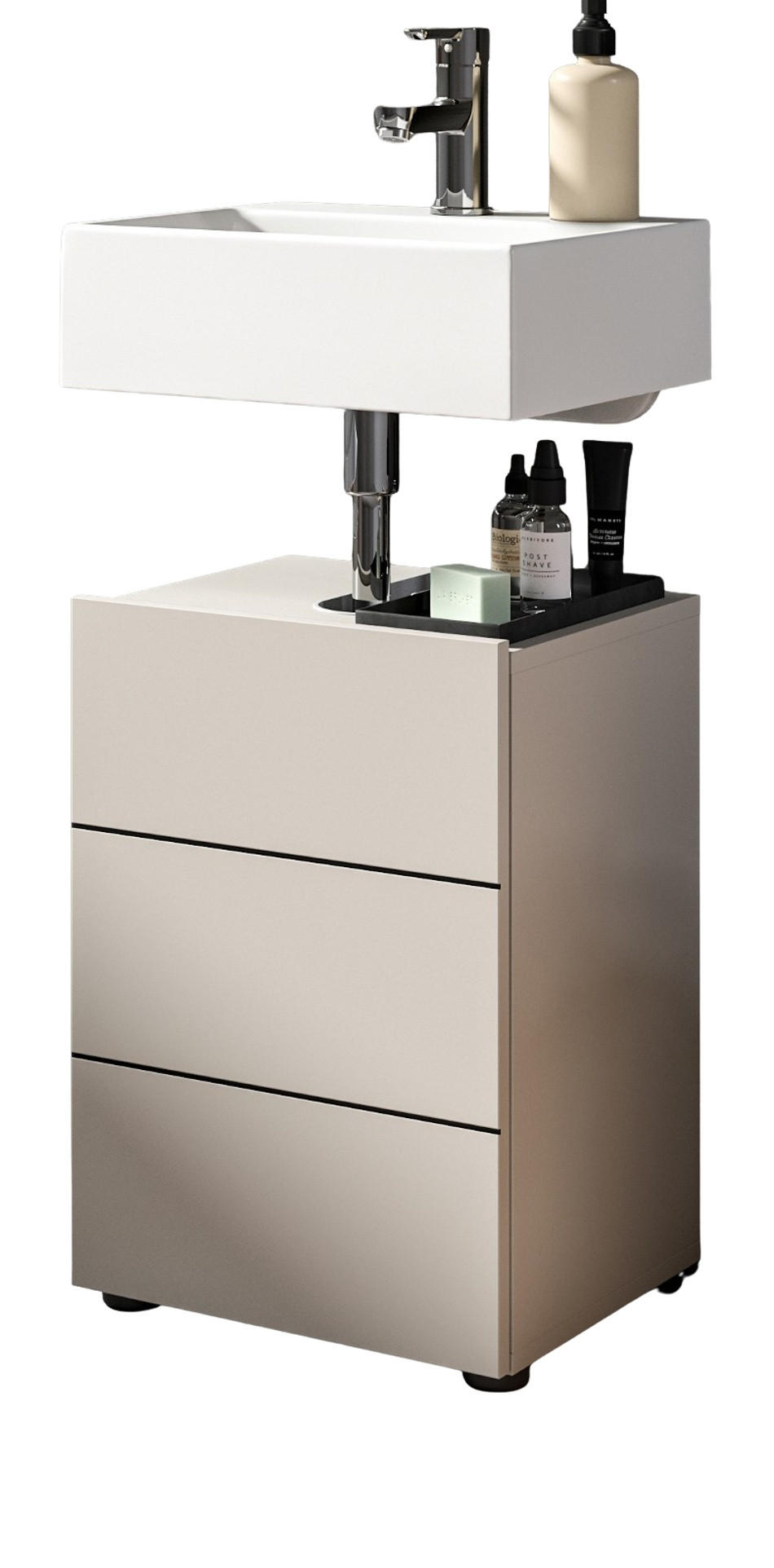 WASCHBECKENUNTERSCHRANK Kaschmir, Badezimmer Unterschrank 38 x 56 cm - Kaschmir/Schwarz, Holzwerkstoff/Kunststoff (38/56/34cm) - Inn.Furn