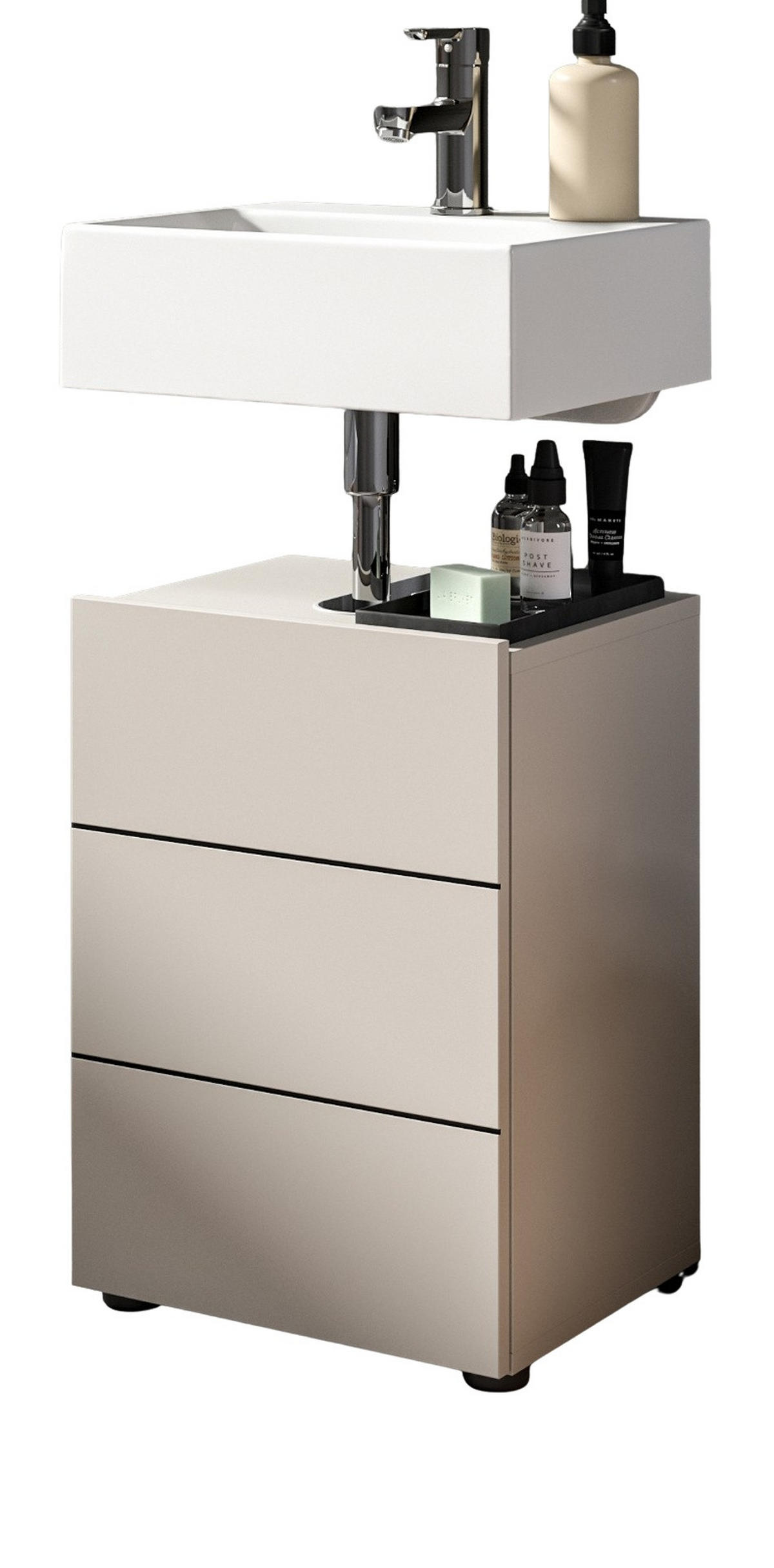 WASCHBECKENUNTERSCHRANK Kaschmir, Badezimmer Unterschrank 38 x 56 cm - Kaschmir/Schwarz, Holzwerkstoff/Kunststoff (38/56/34cm) - Inn.Furn