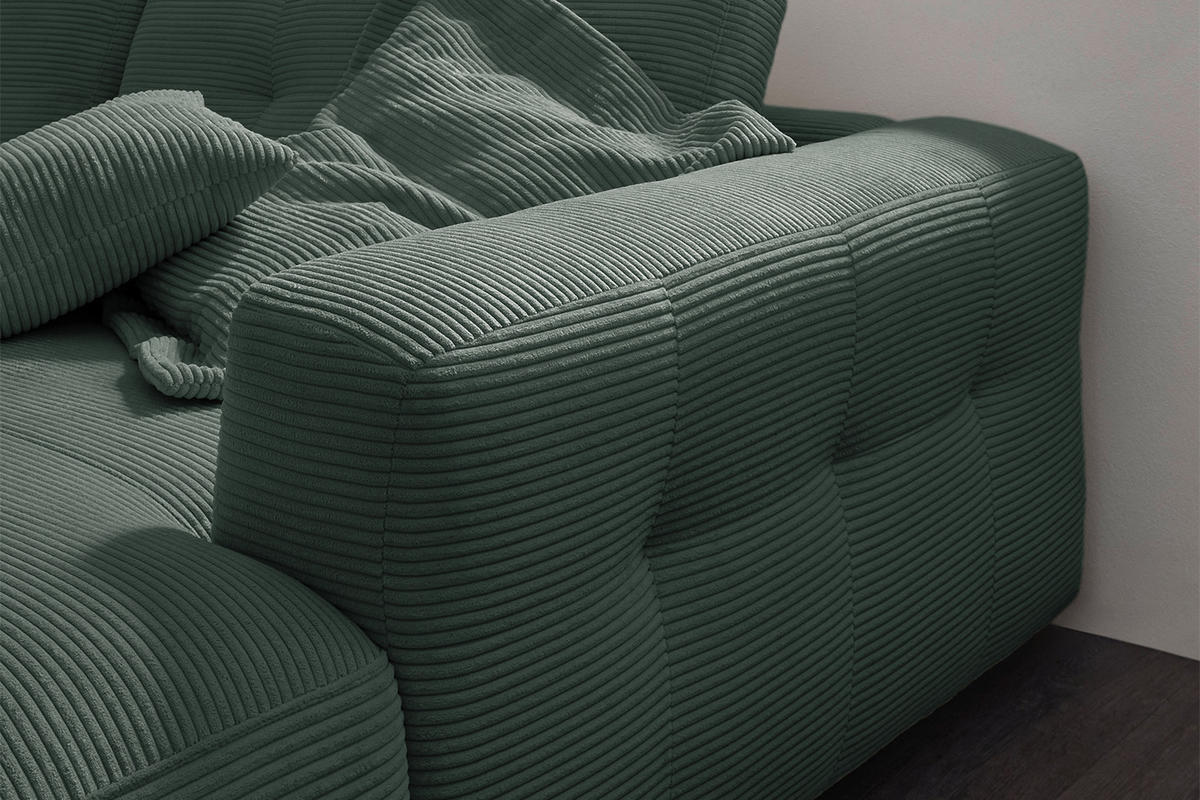 ECKSOFA XL MIKA Smaragdgrün Cord - Smaragdgrün/Schwarz, Kunststoff/Textil (296/167cm) - KAWOLA