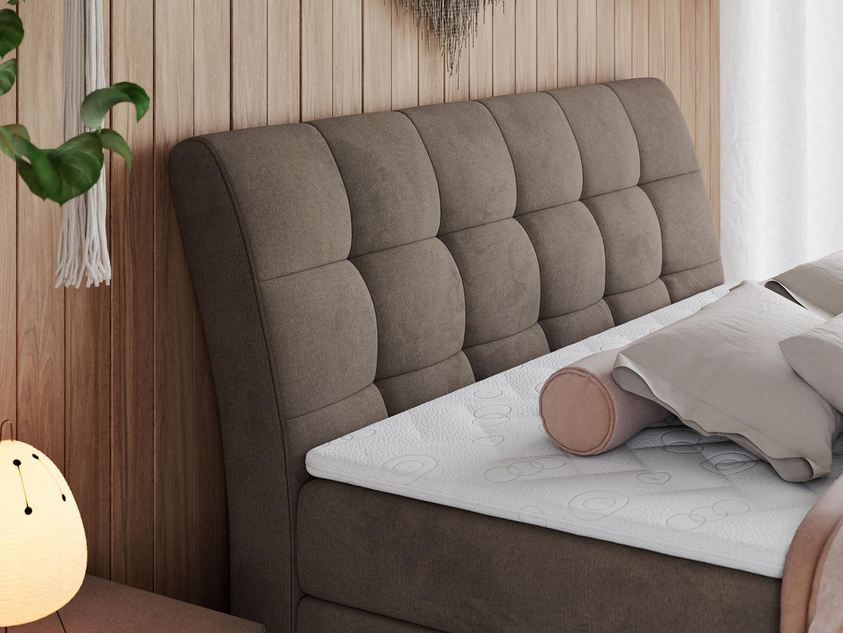 BOXSPRINGBETT GOLD-10 KING 120/200 Braun Velvet - H3 - Braun, Holz/Textil (120/200cm) - MKS