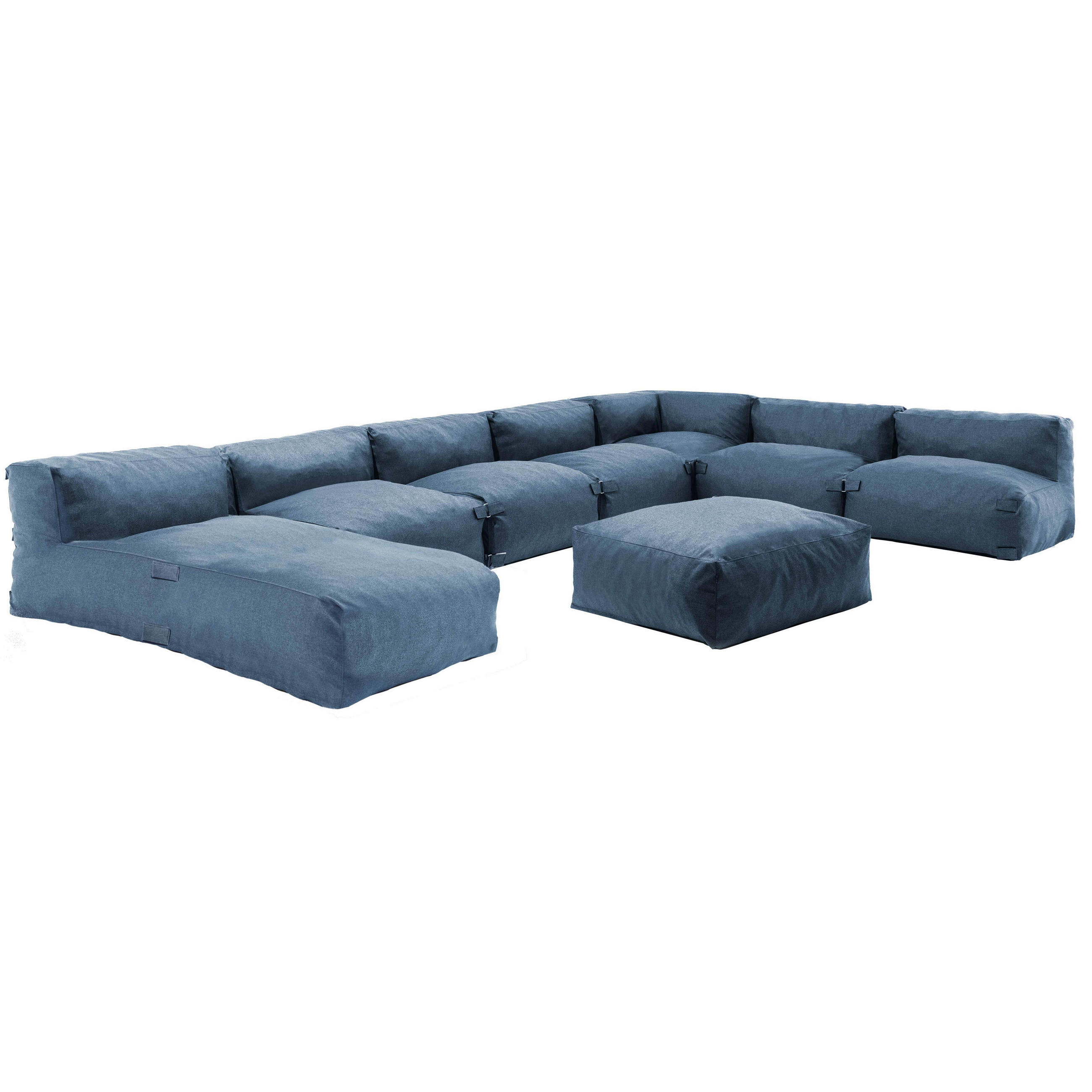 GARTENSOFA 8-tlg., Pazifikblau - Blau, Textil (85/65/160cm) - Oviala