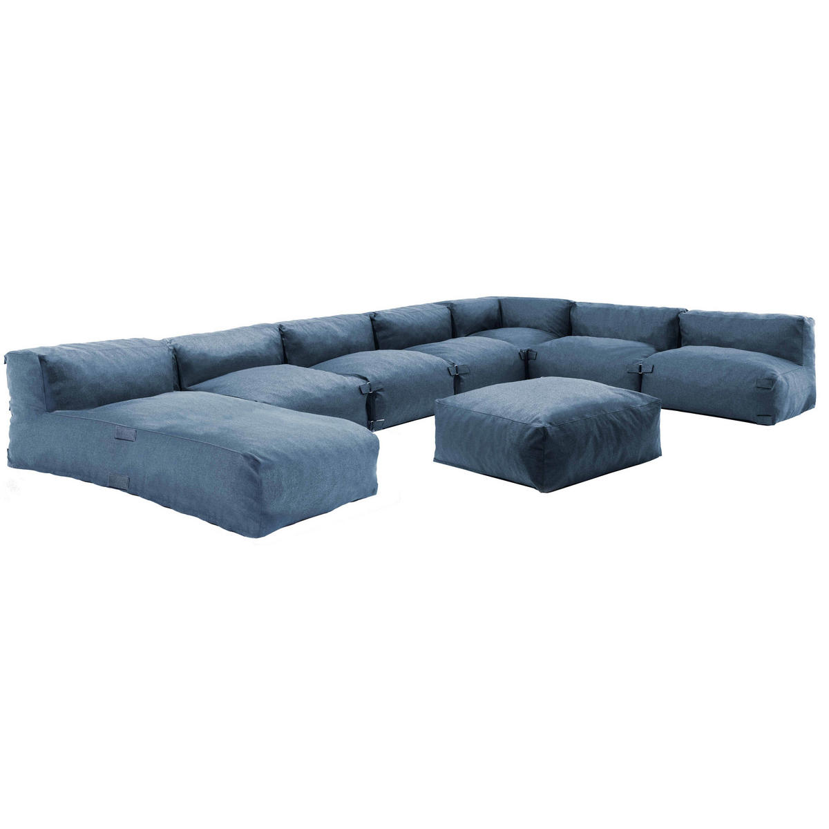 GARTENSOFA 8-tlg., Pazifikblau - Blau, Textil (85/65/160cm) - Oviala