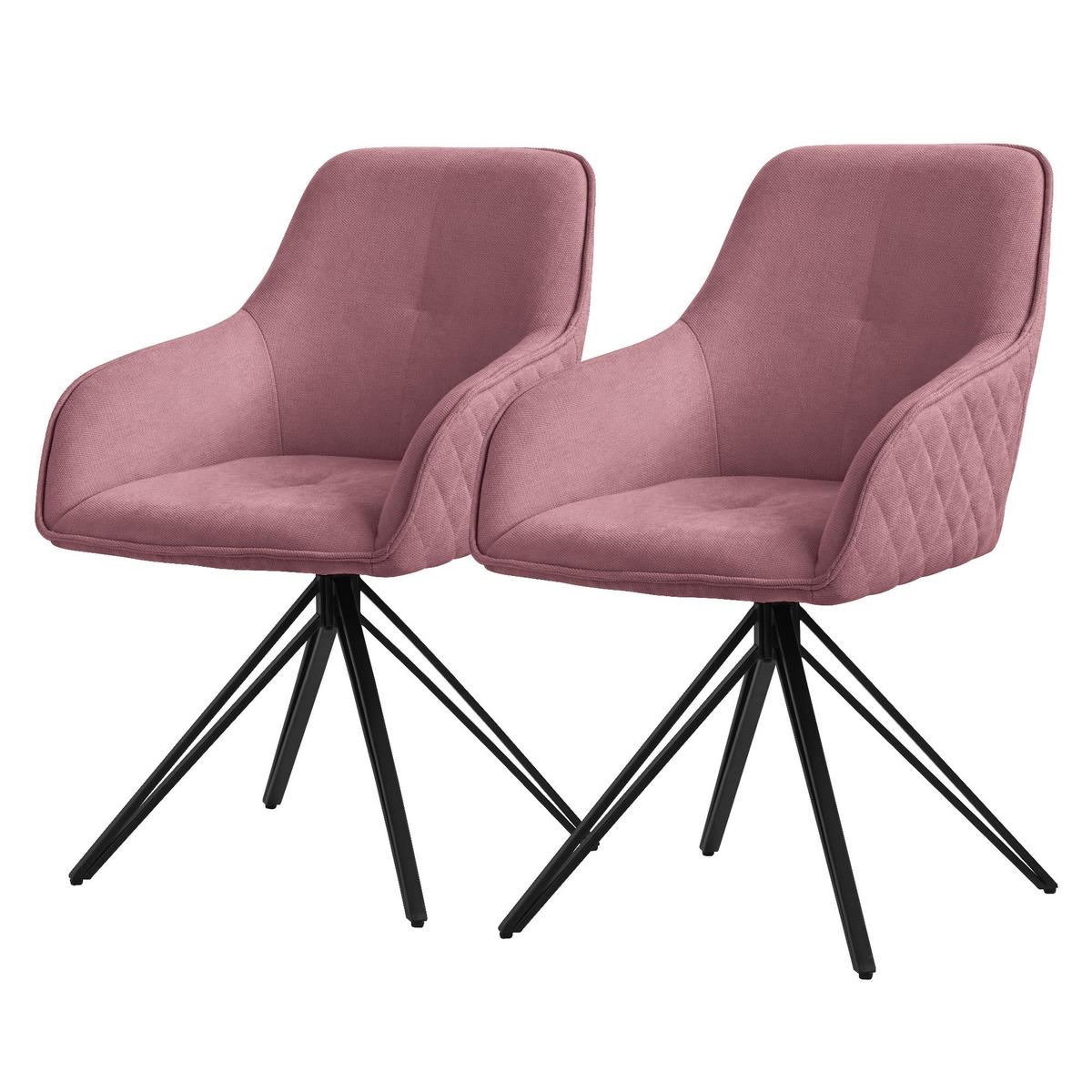 ESSZIMMERSTUHL 2er Set altrosa - Pink, Textil (61/84.5/57cm) - ML-DESIGN